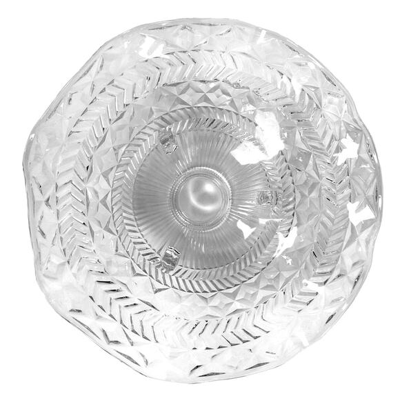 Footed Glass Vintage Centerpiece 12.75" Ruffled Top Bowl in Diamond Pattern - Picture 3 of 9